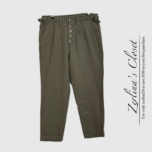 Downeast Paris Pants 100% Cotton Olive Green Medium